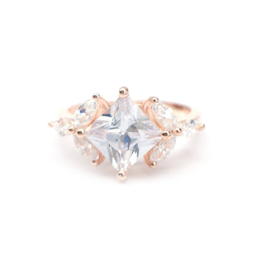 Vintage Rose Gold Princess Cut Diamond Engagement Ring-Black Diamonds New York