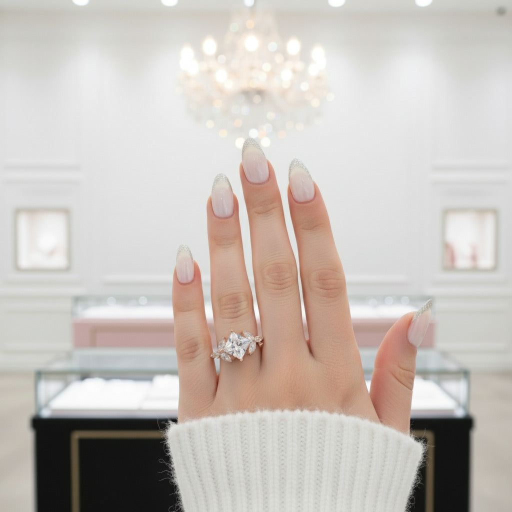 Vintage Rose Gold Princess Cut Diamond Engagement Ring-Black Diamonds New York