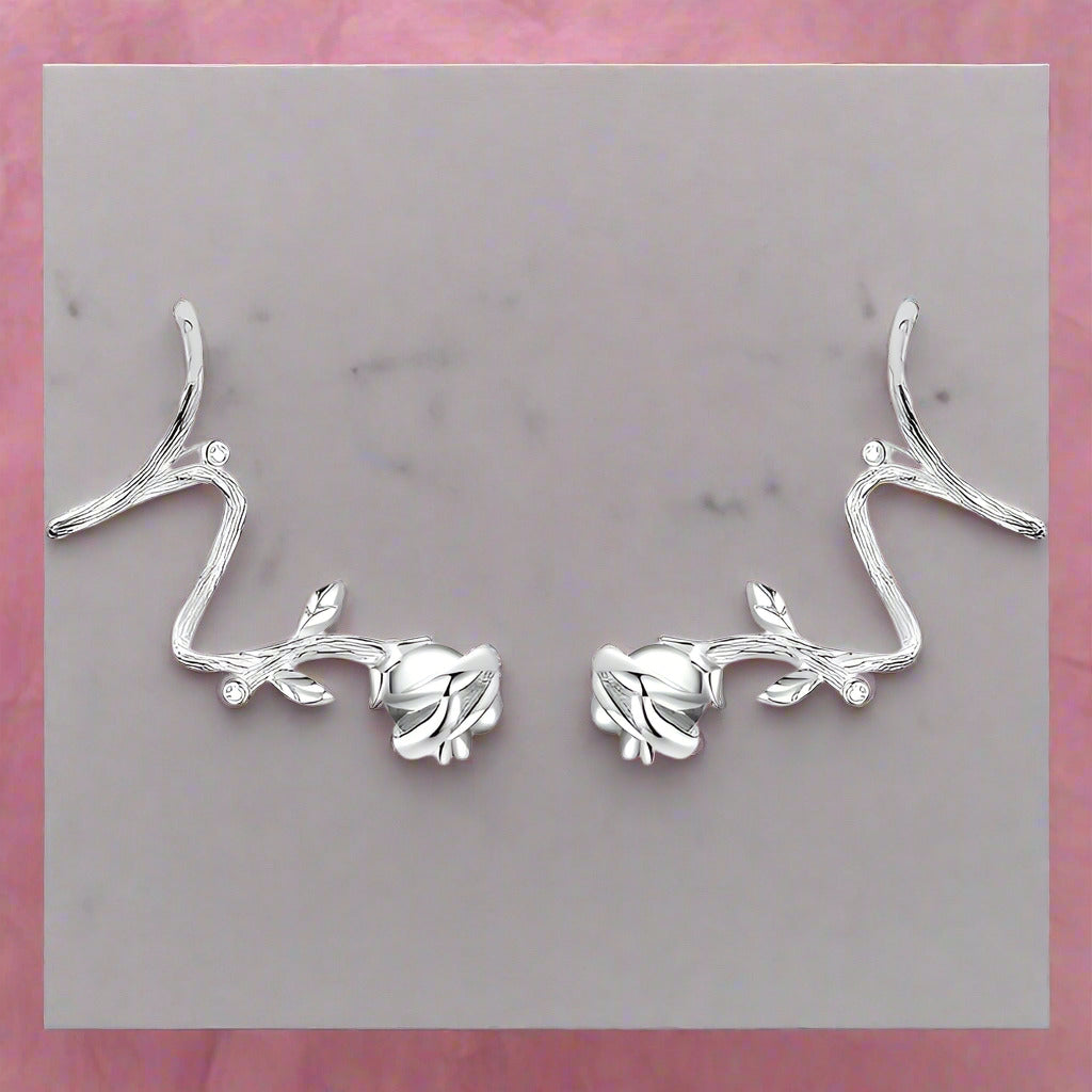 Vintage Roses and Thorns Ear Clips-Black Diamonds New York