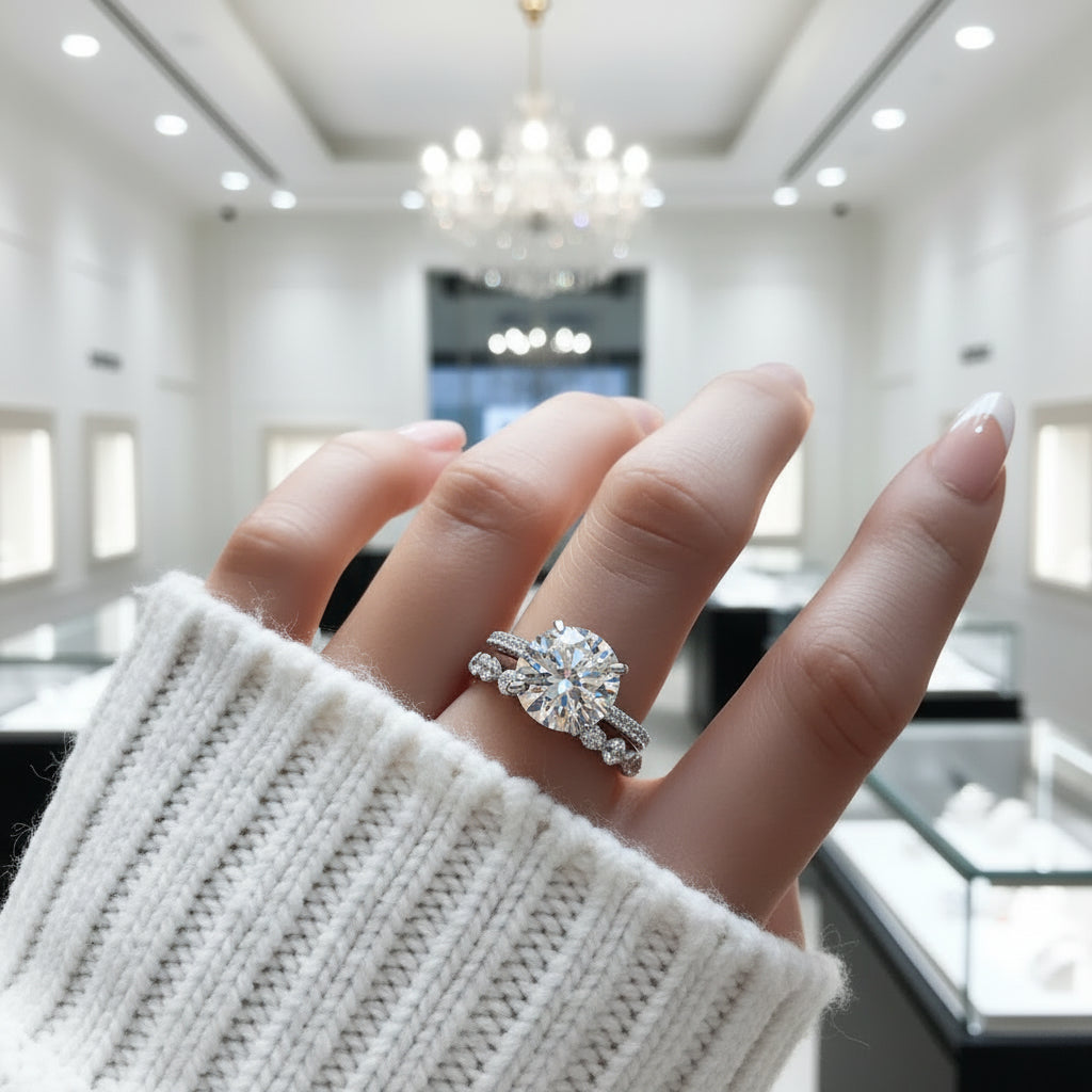 Vintage Round Cut Wedding Ring Set-Black Diamonds New York