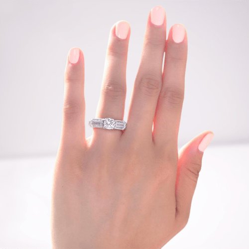 Vintage Style 1 Carat Created Diamond Bridal Wedding Engagement Ring Jewelry - Black Diamonds New York