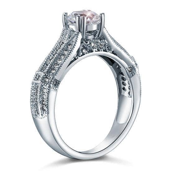 Vintage Style 1 Carat Created Diamond Bridal Wedding Engagement Ring Jewelry-Black Diamonds New York