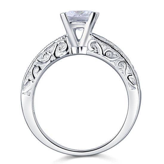 Vintage Style 1 Carat Created Diamond Wedding Engagement Ring-Black Diamonds New York