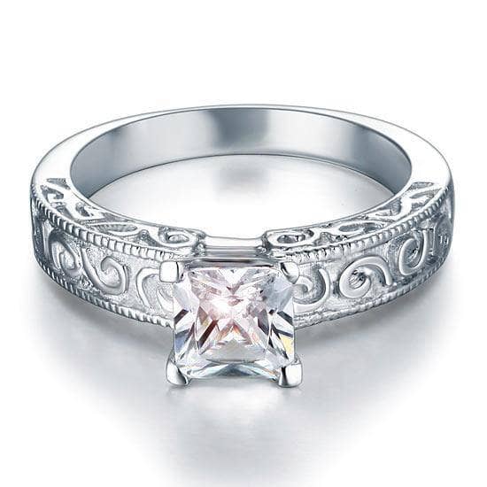 Vintage Style 1 Carat Created Diamond Wedding Engagement Ring-Black Diamonds New York