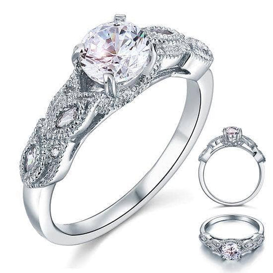 Vintage Style 1 Ct Bridal Wedding Engagement Ring-Black Diamonds New York