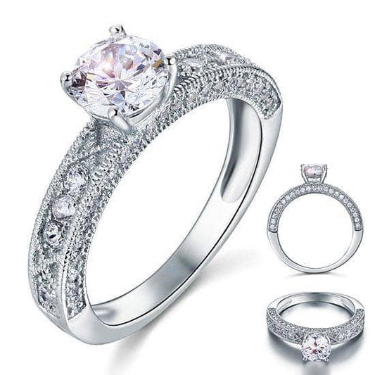 Vintage Style 1.25 Carat Created Diamond Bridal Wedding Engagement Ring Jewelry-Black Diamonds New York