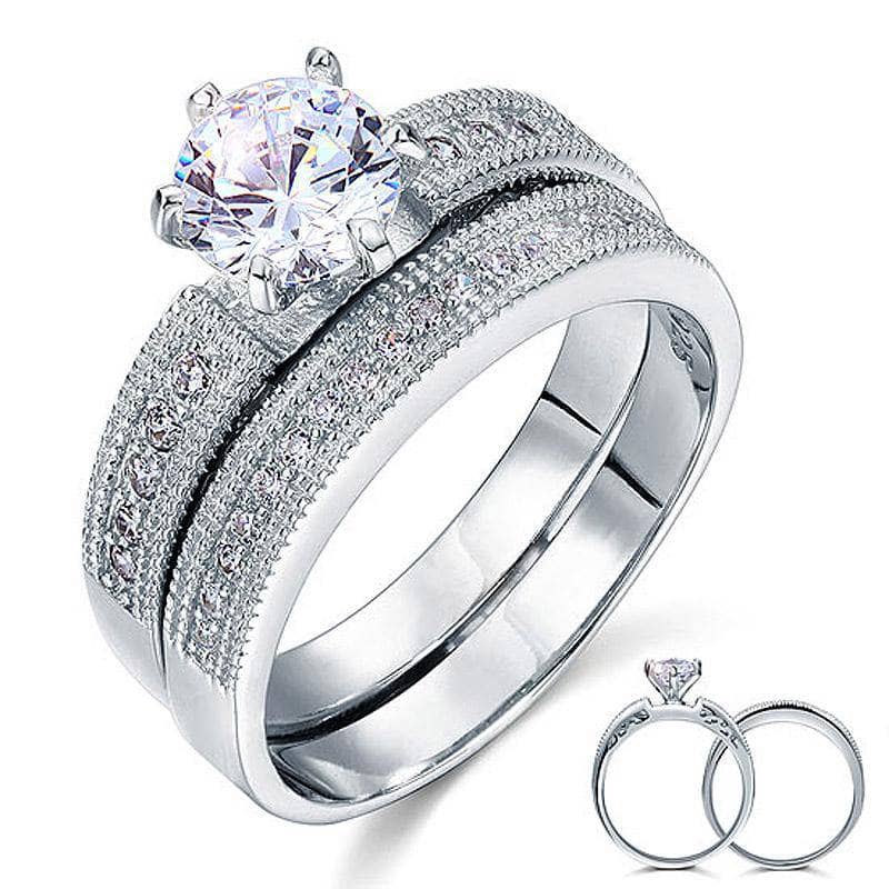 Vintage Style 1.25 Solitaire Created Diamond 2-Pc Bridal Wedding Engagement Ring Set-Black Diamonds New York