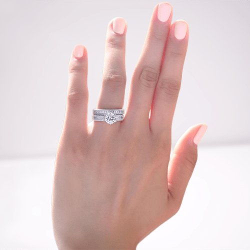 Vintage Style 1.25 Solitaire Created Diamond 2-Pc Bridal Wedding Engagement Ring Set - Black Diamonds New York