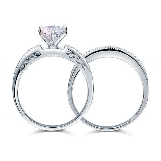 Vintage Style 1.25 Solitaire Created Diamond 2-Pc Bridal Wedding Engagement Ring Set