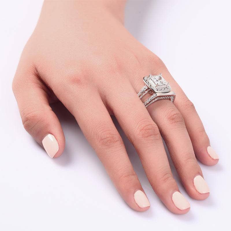 Vintage Style 2 Carat Created Diamond 2-Pc Bridal Wedding Engagement Ring Set-Black Diamonds New York