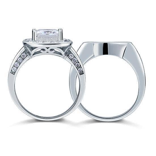 Vintage Style 2 Carat Created Diamond 2-Pc Bridal Wedding Engagement Ring Set-Black Diamonds New York