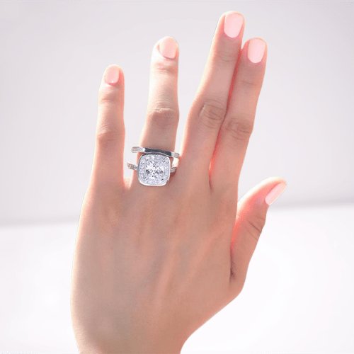 Vintage Style 2 Carat Created Diamond 2-Pc Bridal Wedding Engagement Ring Set - Black Diamonds New York