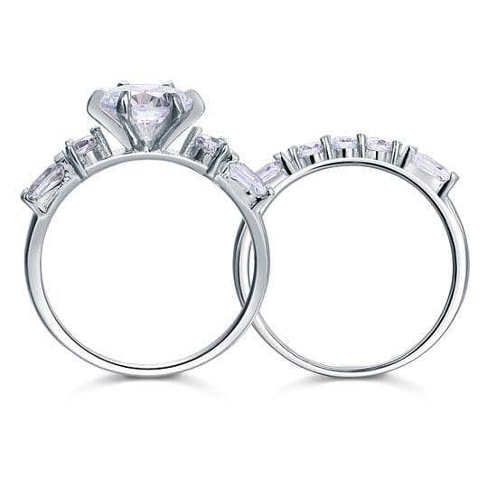 Vintage Style 2 Carat Created Diamond 2-Pc Wedding Engagement Ring Set