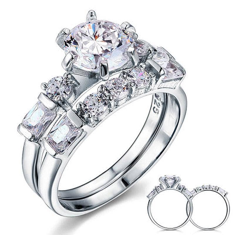 Vintage Style 2 Carat Created Diamond 2-Pc Wedding Engagement Ring Set