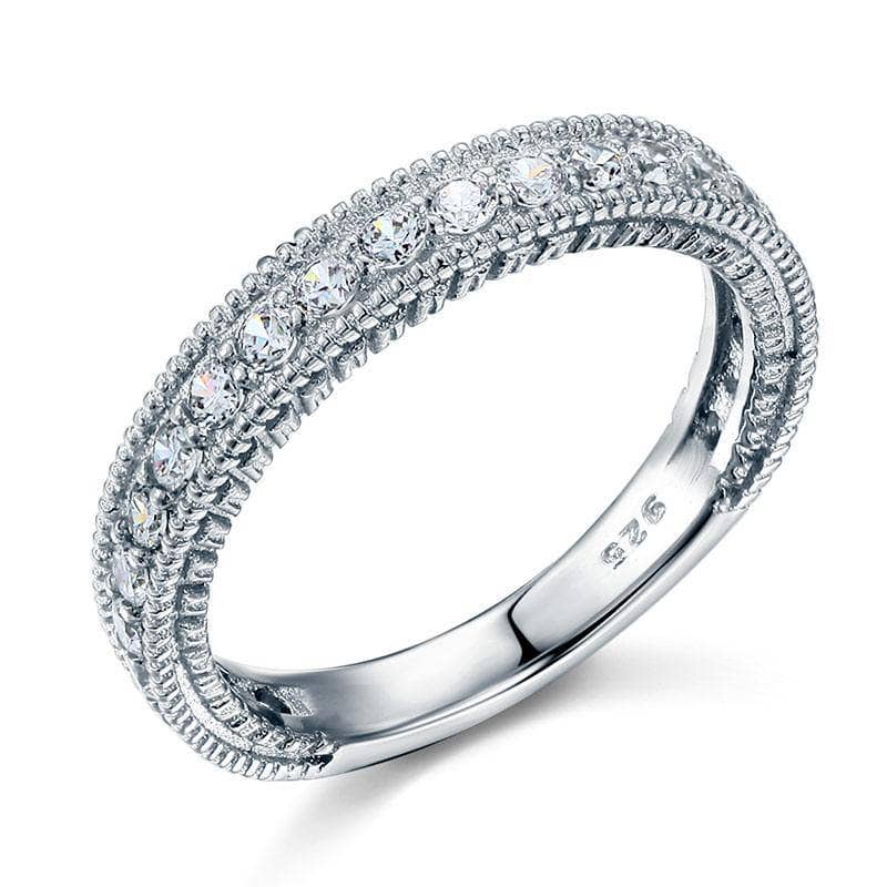 Vintage Style Art Deco Created Diamond Band Wedding Eternity Ring-Black Diamonds New York