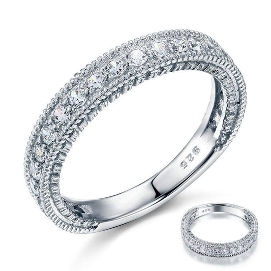 Vintage Style Art Deco Created Diamond Band Wedding Eternity Ring-Black Diamonds New York