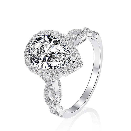 Vintage Twist Halo Pear Cut Engagement Ring - Black Diamonds New York