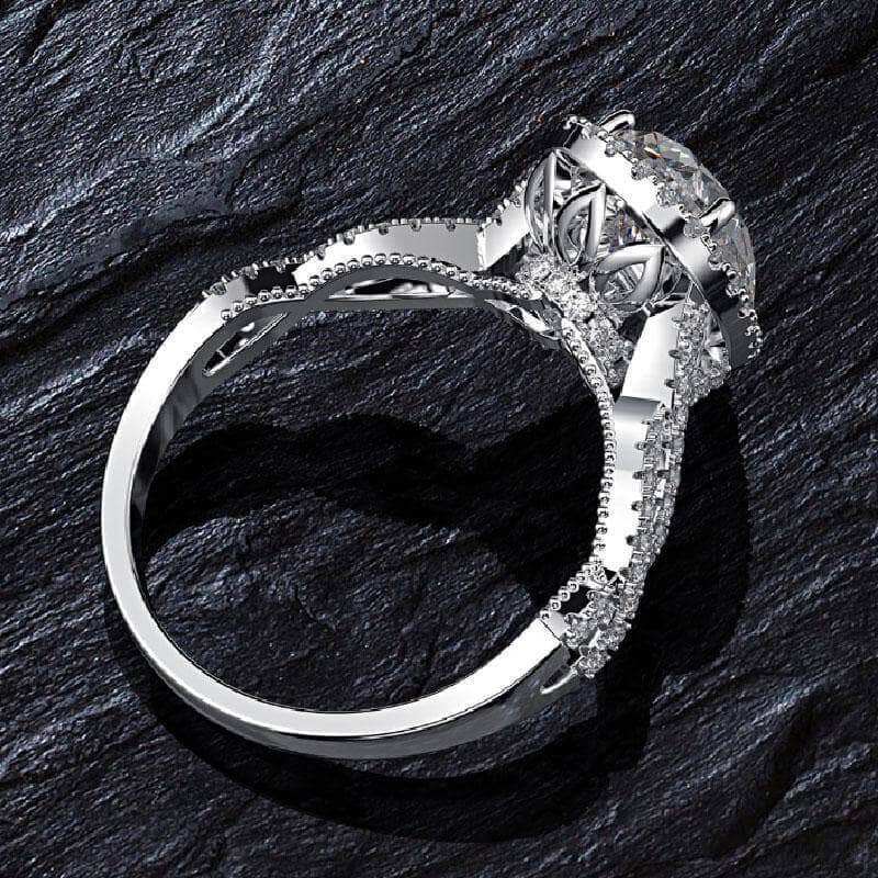 Vintage Twist Halo Pear Cut Engagement Ring-Black Diamonds New York
