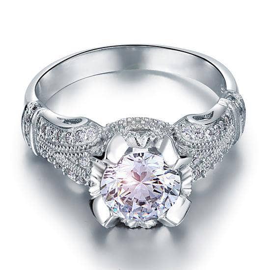 Vintage Victorian Style 2 Carat Created Diamond Wedding Engagement Ring-Black Diamonds New York