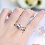 Round Diamond with Rose Gold Vine Vintage Wedding Ring-Black Diamonds New York
