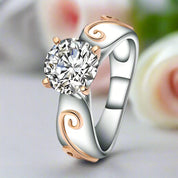 Round Diamond with Rose Gold Vine Vintage Wedding Ring-Black Diamonds New York