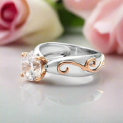 Round Diamond with Rose Gold Vine Vintage Wedding Ring-Black Diamonds New York