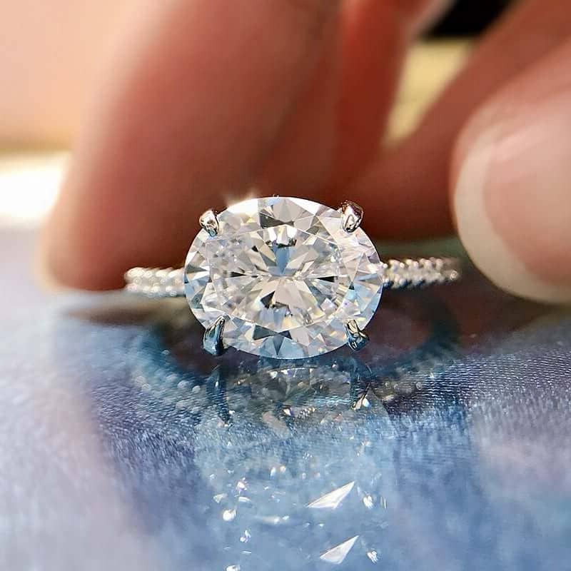 VIP Custom Upgrade- East West Elegant Oval Cut Diamond Option Ring (Aftersale Service)-Black Diamonds New York