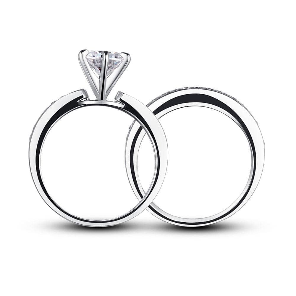 1 Carat Round Cut Created Diamond 2-Pc Wedding Engagement Ring Set - Black Diamonds New York
