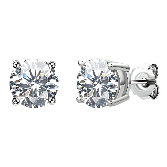 VIP Dream Earrings- White Gold Round Cut Diamond Option Stud Earrings (Aftersale Service)-Black Diamonds New York