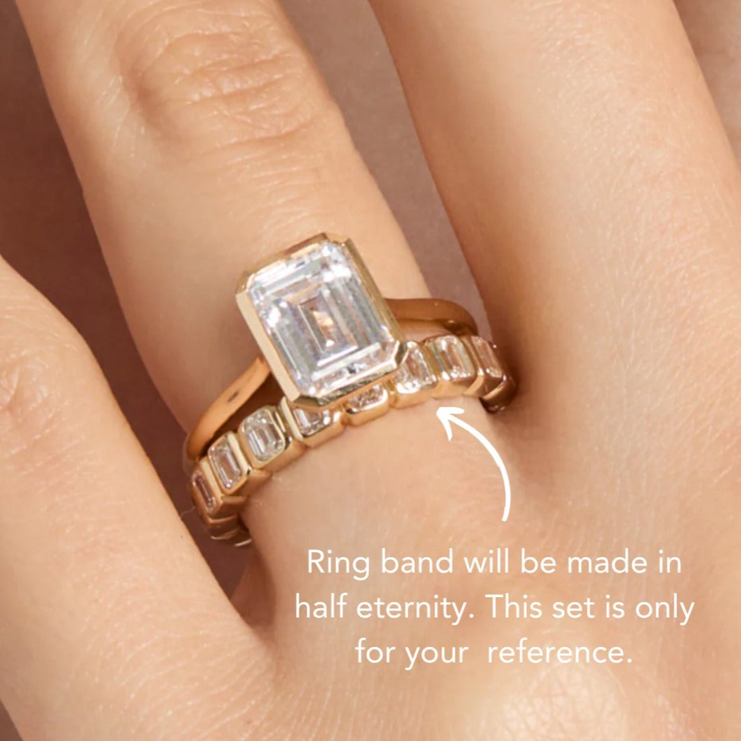 Bezel Set Emerald Cut Half Eternity Ring Bezel Set Emerald Cut