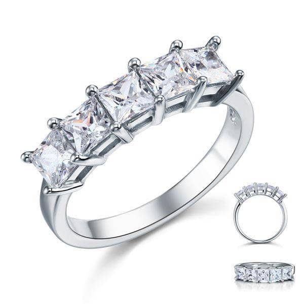 VIP TH Princess Cut Five Stone 1.25 tcw Bridal Wedding Band Ring (Aftersale Service)-Black Diamonds New York