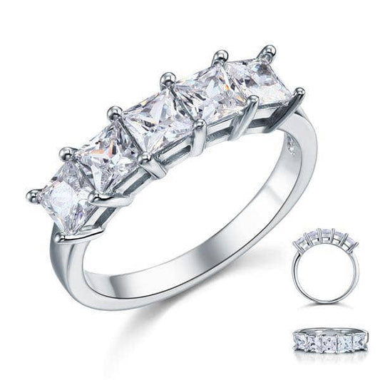 Princess Cut Five Stone 1.25 Ct Bridal Wedding Band Ring Jewelry