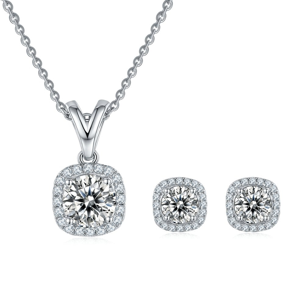 VVS1 Moissanite Diamond Solitaire Pendant Necklace and Earrings - Black Diamonds New York