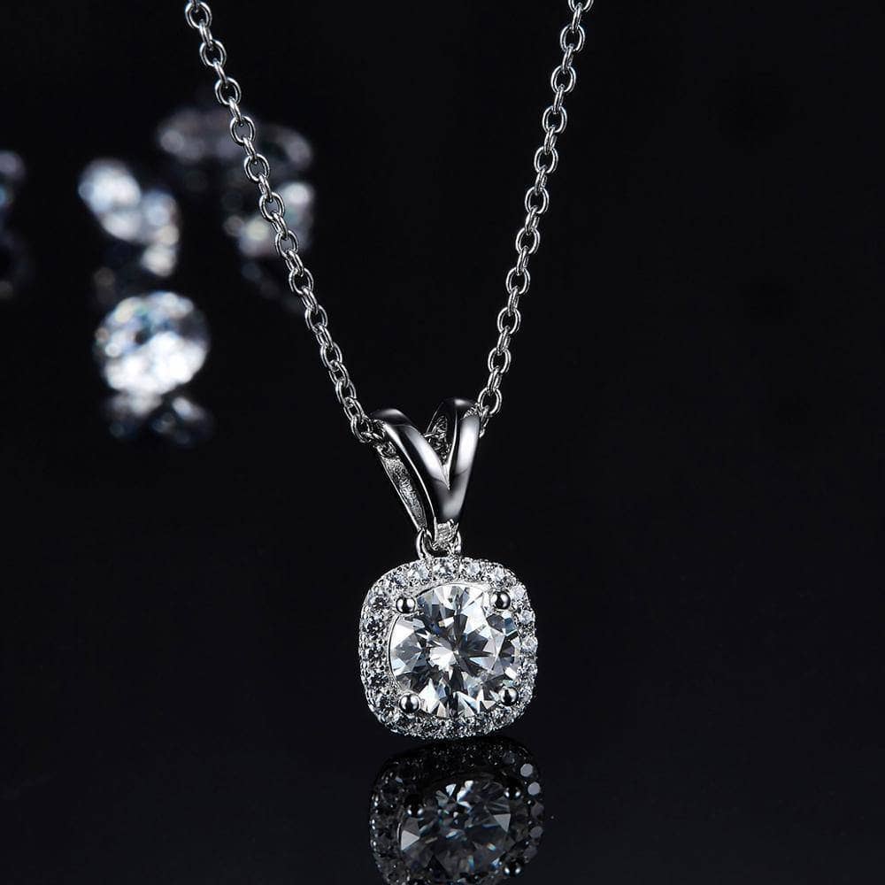 VVS1 Moissanite Diamond Solitaire Pendant Necklace and Earrings - Black Diamonds New York