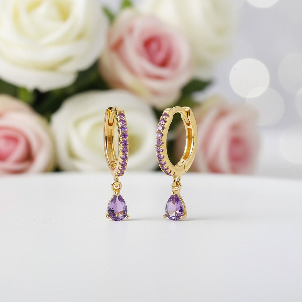 Water Drop Hoop Earrings-Black Diamonds New York