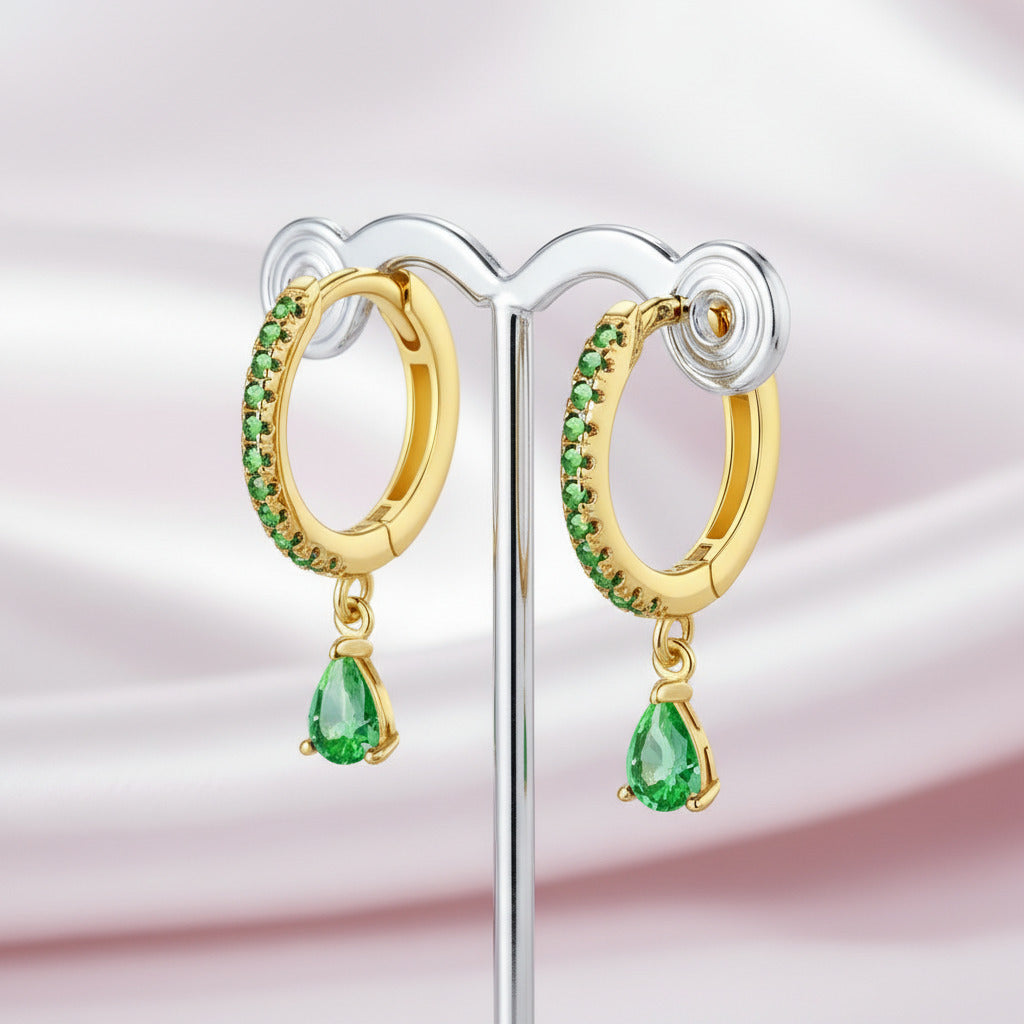 Water Drop Hoop Earrings-Black Diamonds New York