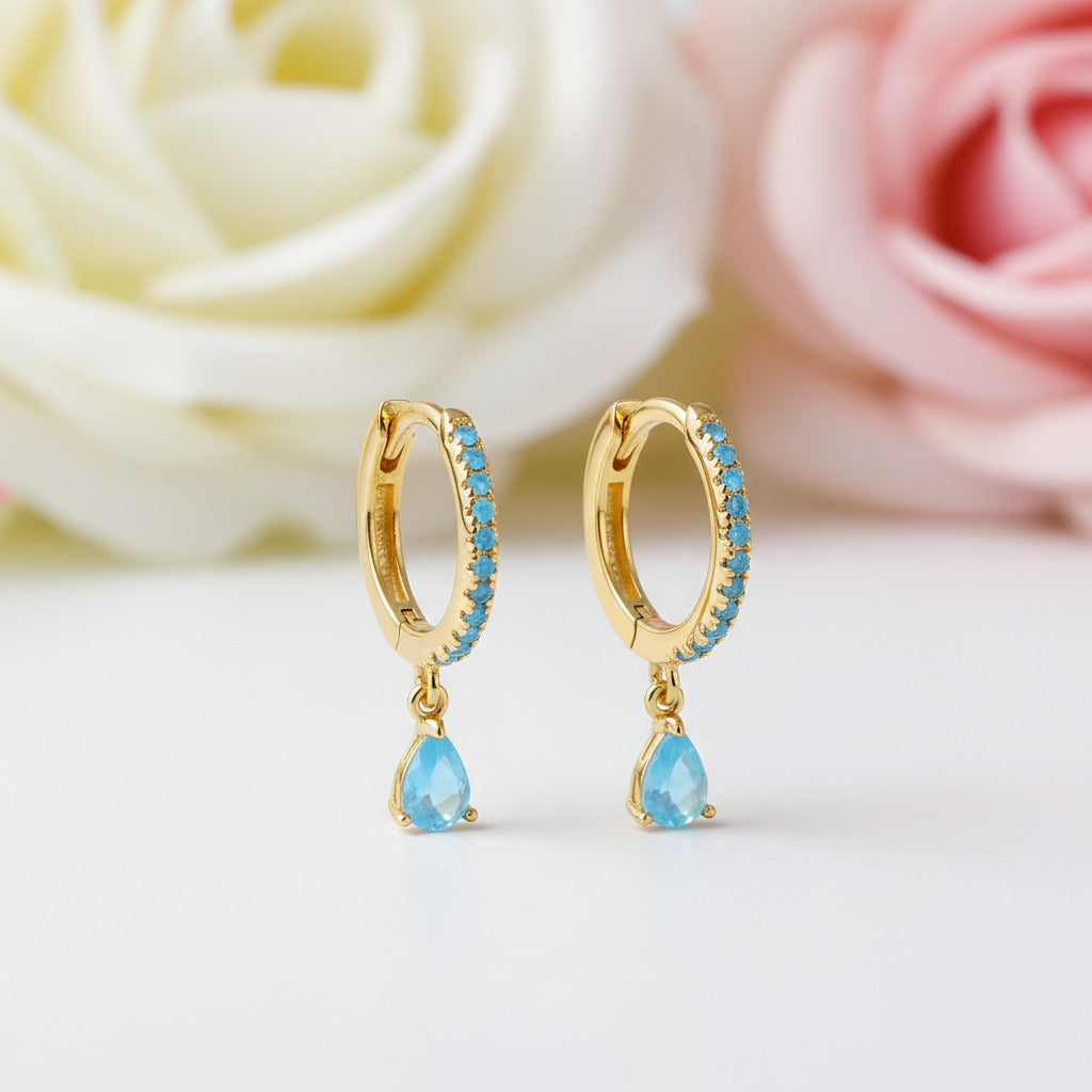 Water Drop Hoop Earrings-Black Diamonds New York