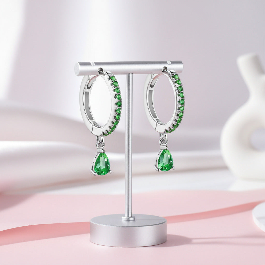Water Drop Hoop Earrings-Black Diamonds New York