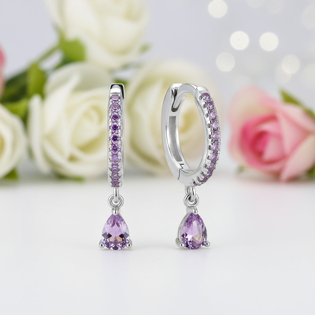 Water Drop Hoop Earrings-Black Diamonds New York