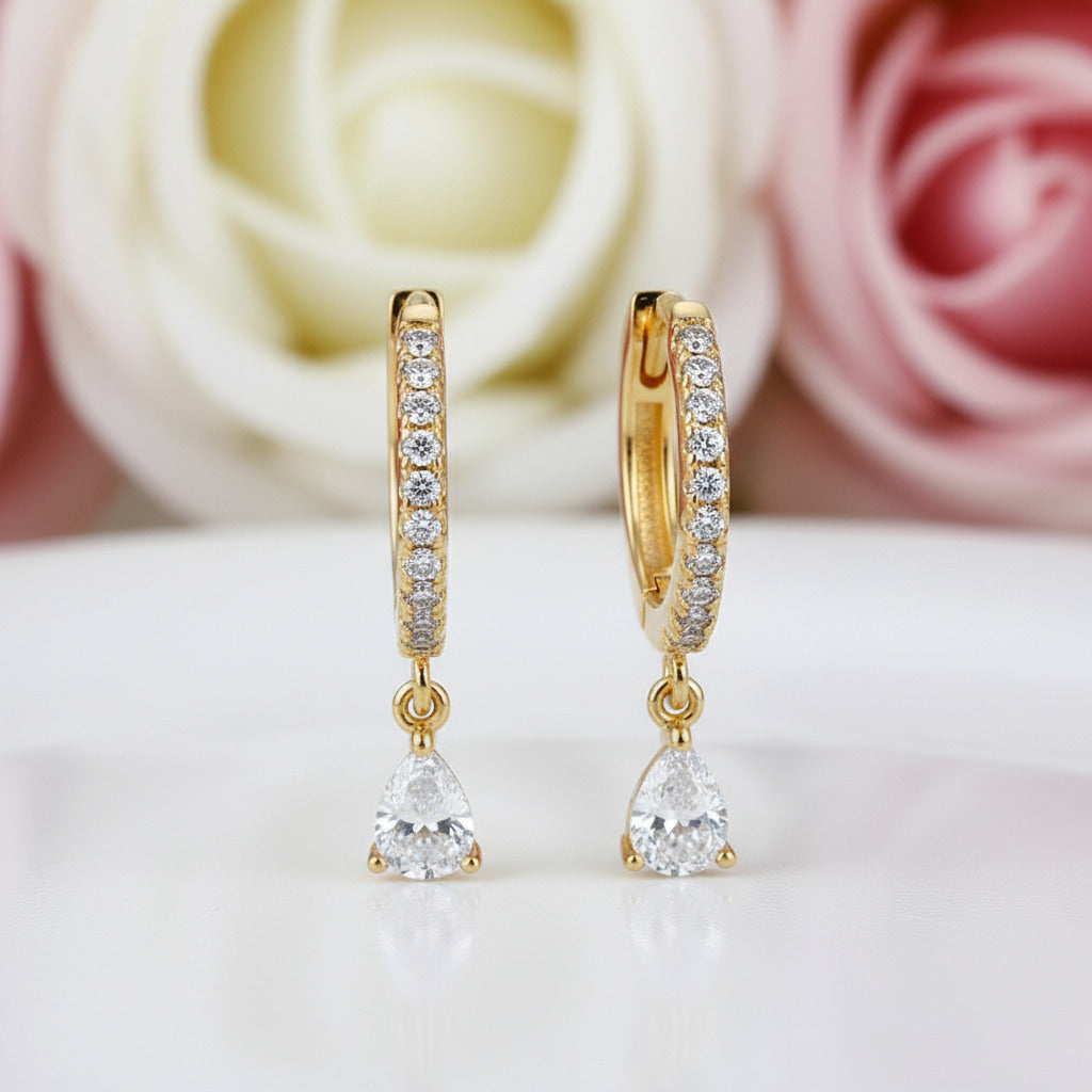 Water Drop Hoop Earrings-Black Diamonds New York