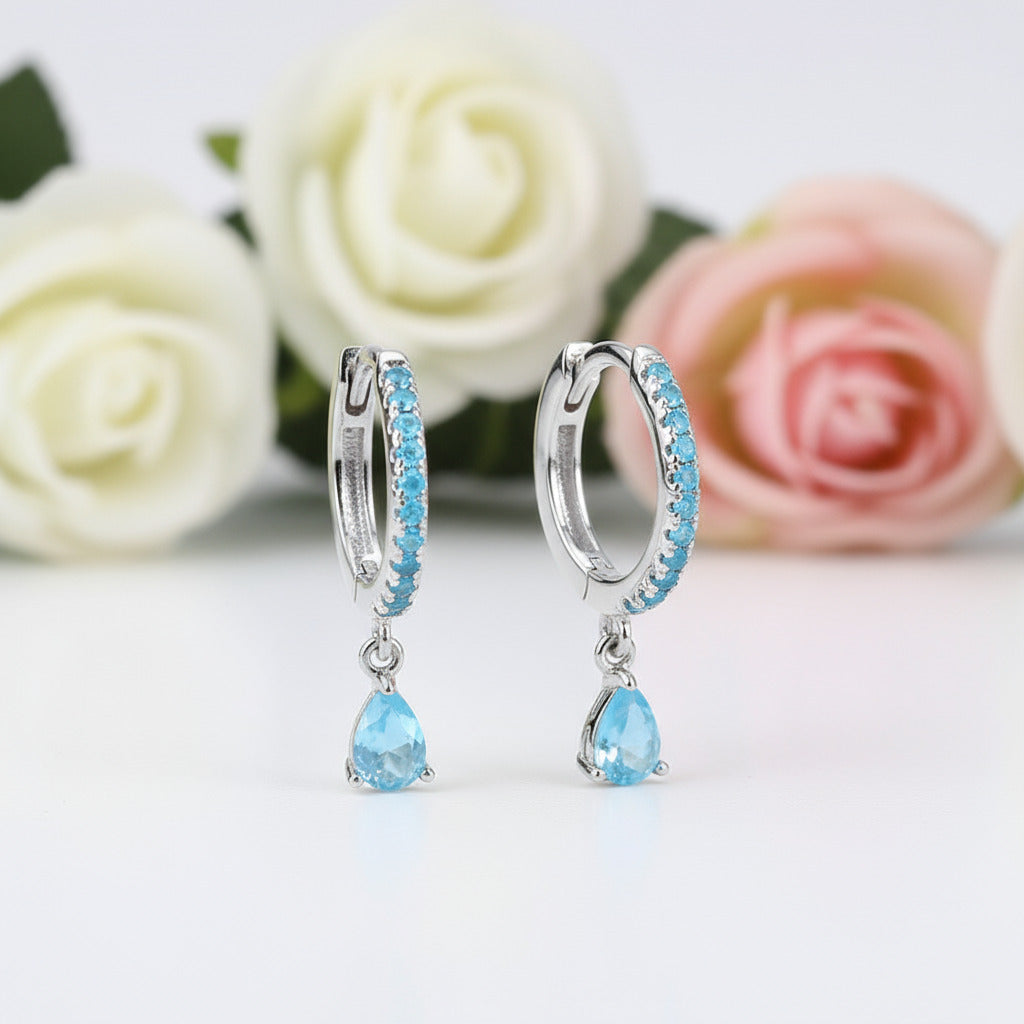 Water Drop Hoop Earrings-Black Diamonds New York