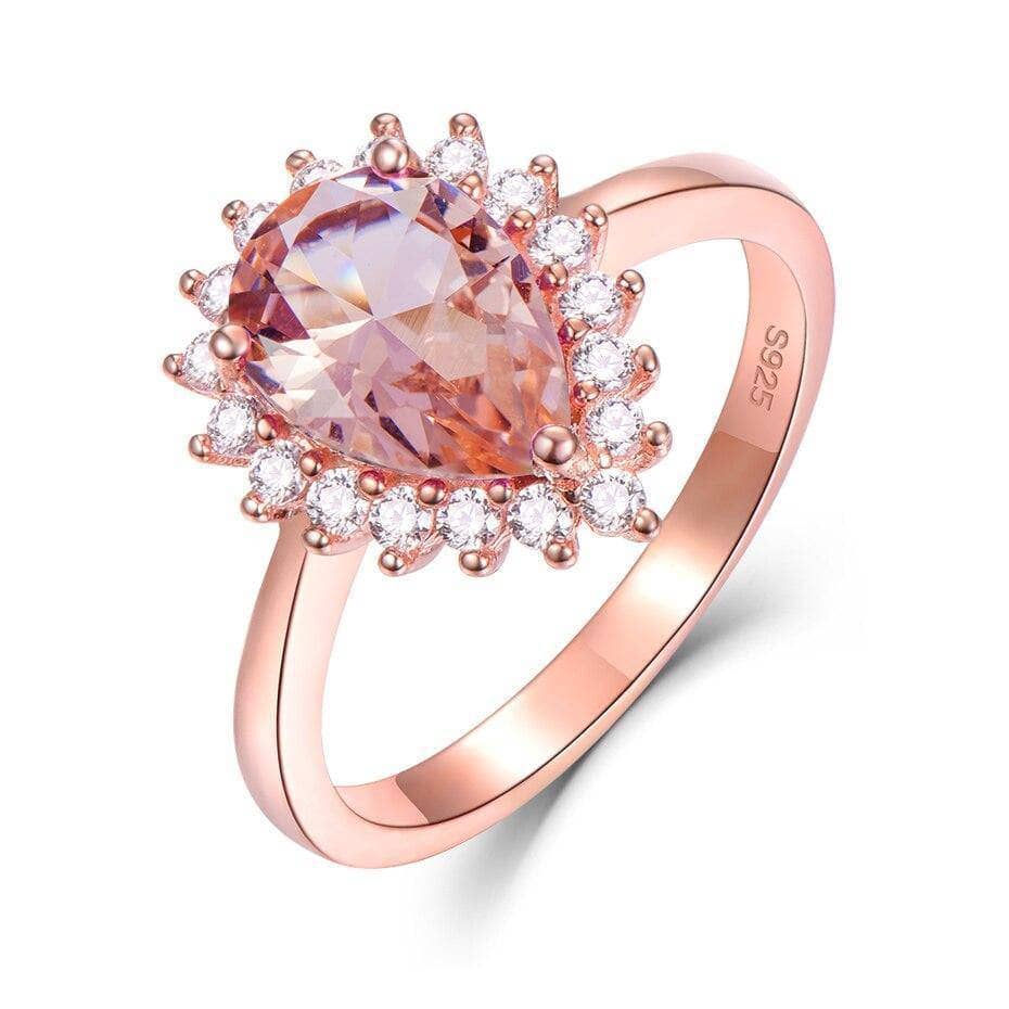 Water Drop Pink Morganite Jewelry Set-Black Diamonds New York