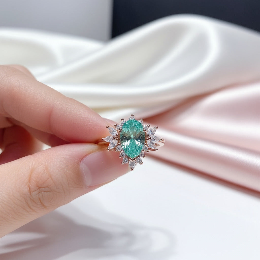 Water Drop Style 1.5ct Green Diamond Ring-Black Diamonds New York