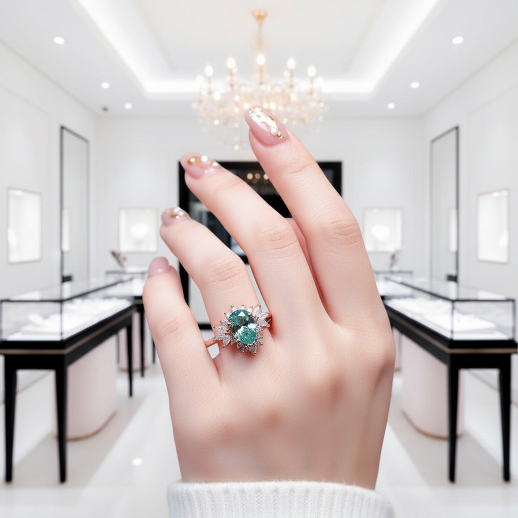 Water Drop Option 1.5ct Green Diamond Option Ring-Black Diamonds New York