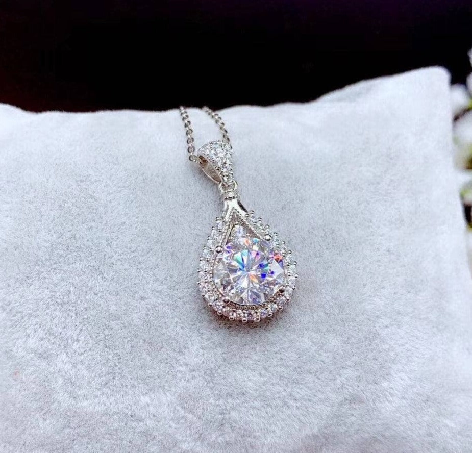 Water Drop Style Pouring Diamond Necklace-Black Diamonds New York