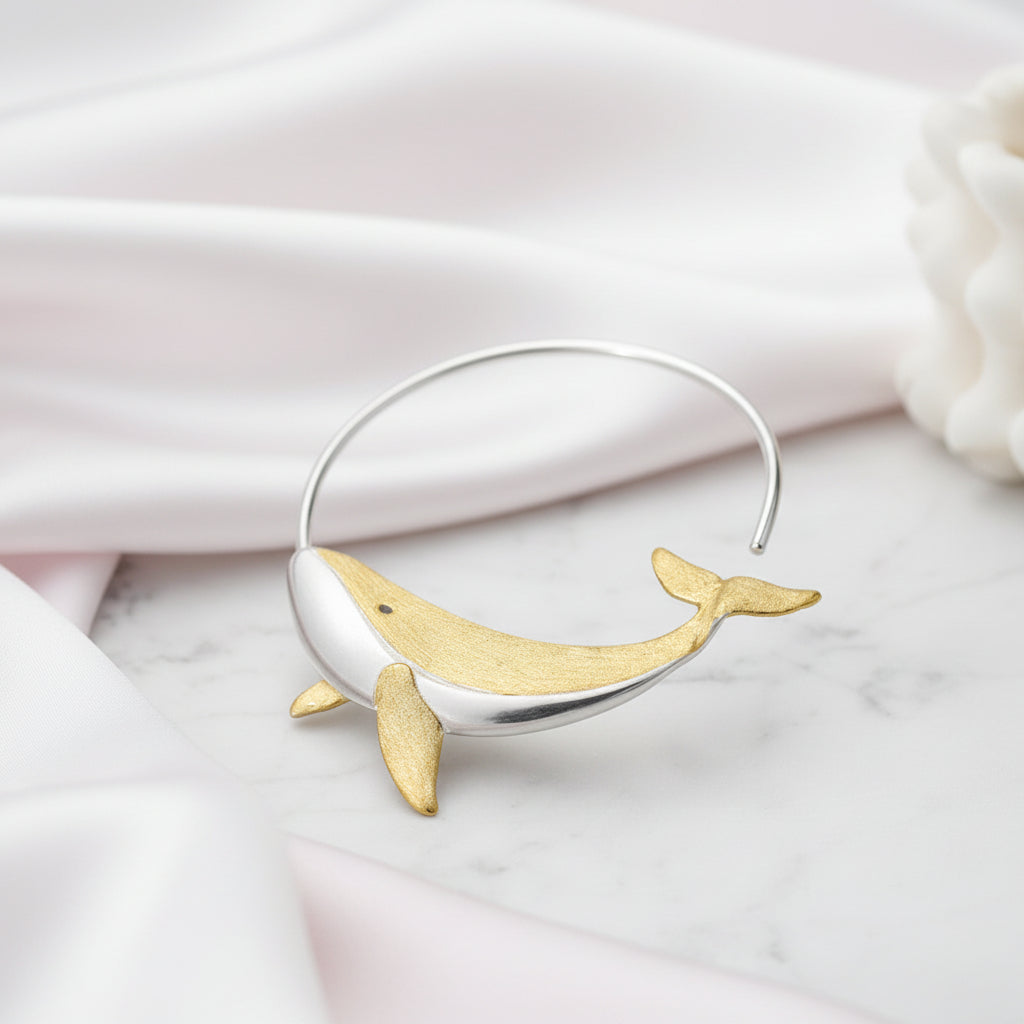 Whale Round Hoop Earrings-Black Diamonds New York