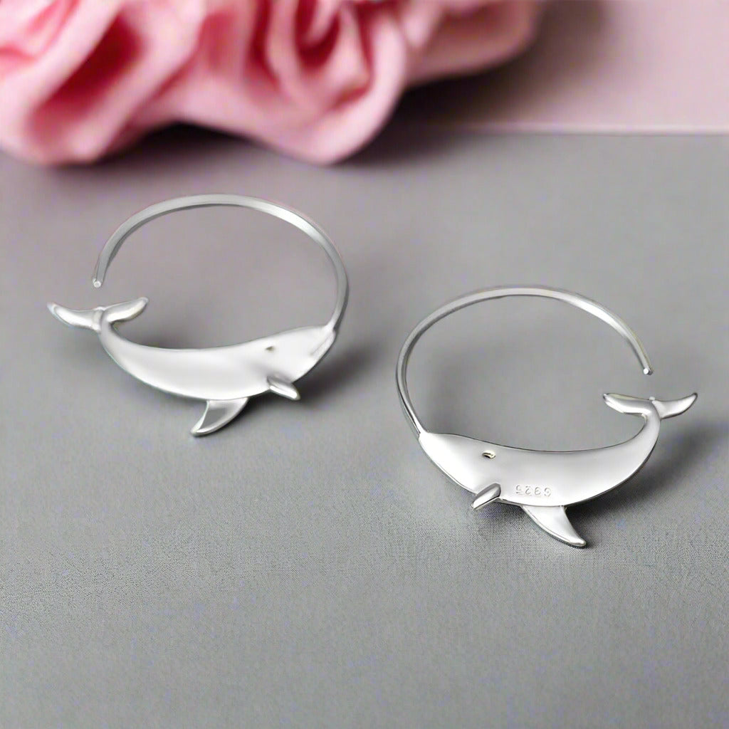 Whale Round Hoop Earrings-Black Diamonds New York