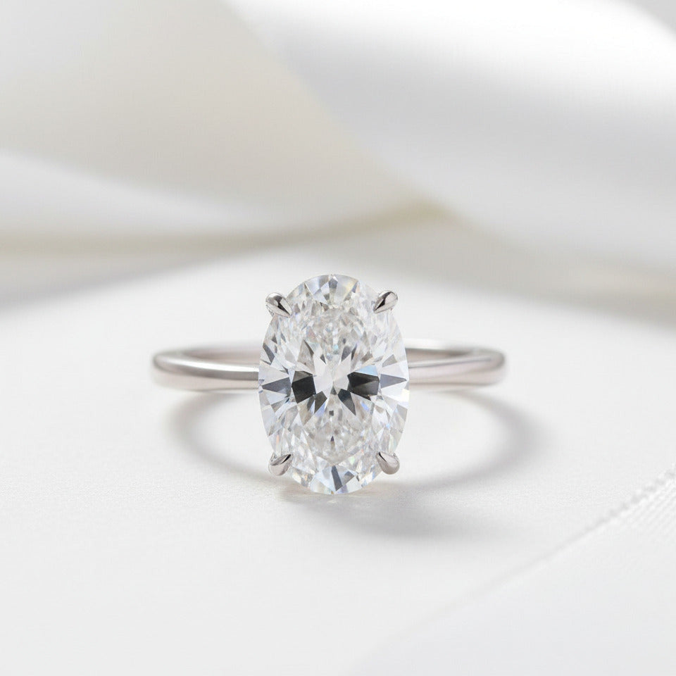 White Gold 3pc Oval Cut Simulated Diamonds Wedding Ring Set-Black Diamonds New York