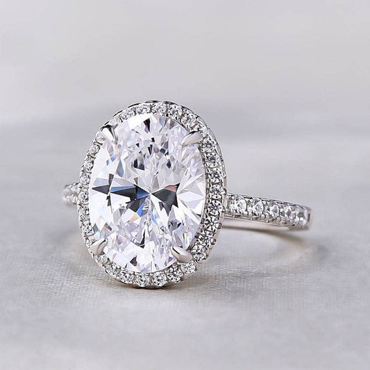 White Gold Halo Oval Cut Diamond Engagement Ring-Black Diamonds New York