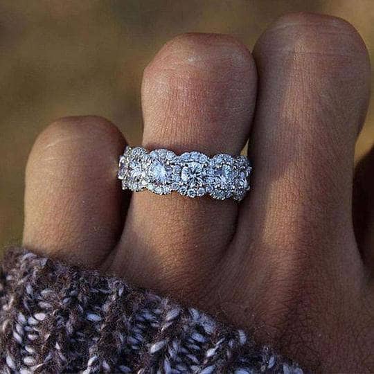White Gold Halo Round Cut 5 Stone Anniversary Ring - Black Diamonds New York